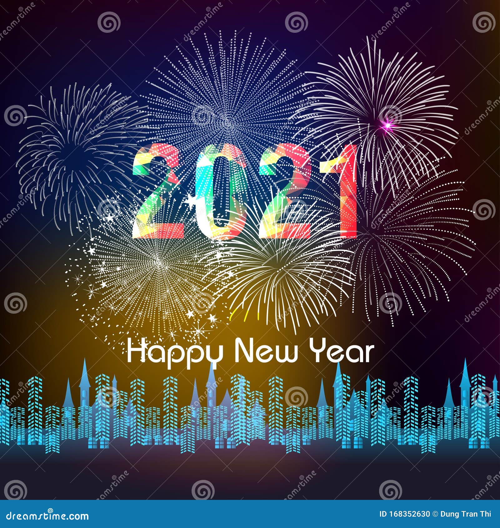 Happy New Year 2021 with Firework Background. Firework Display Colorful for  Holidays Stock Vector - Illustration of flash, beauty: 168352630