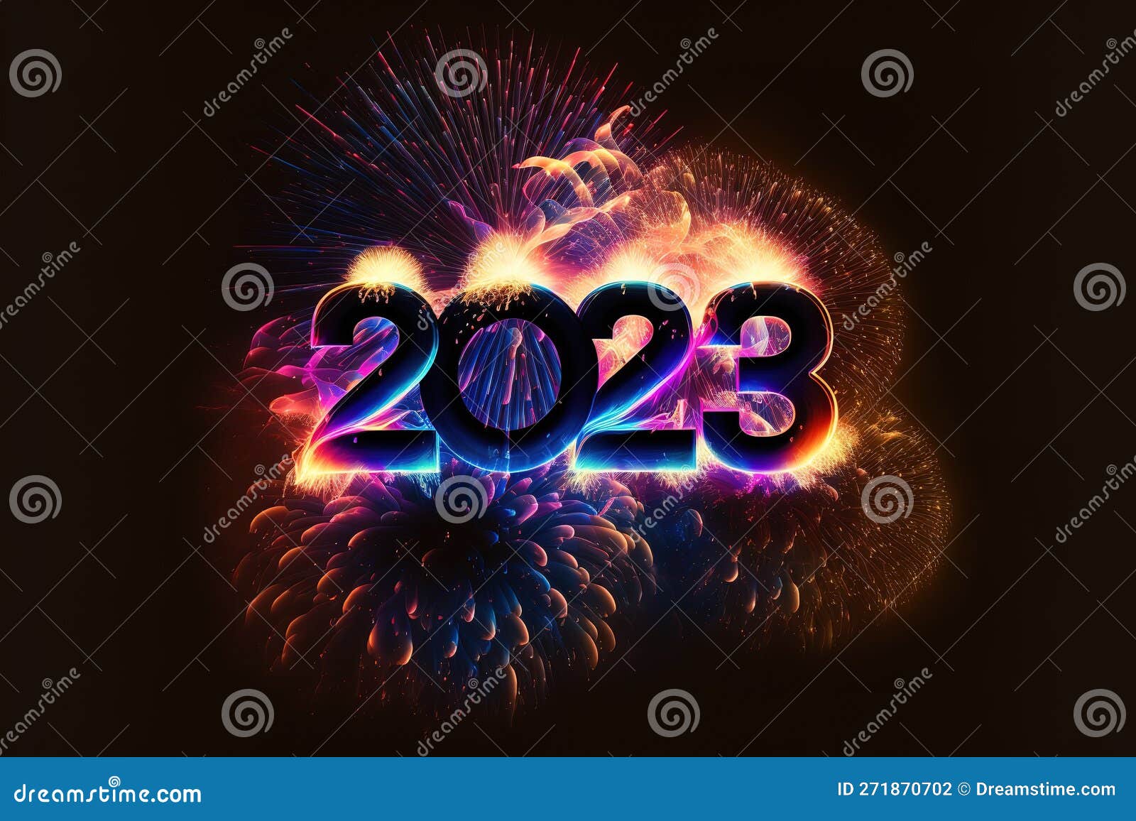 Happy New Year 2023 Fireworks Generative Ai Stock Illustration