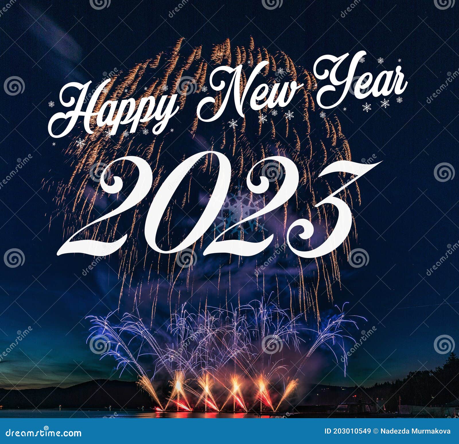 Happy New Year 2023 with Fireworks Background Stock Image - Image of happy,  celebration: 203010549