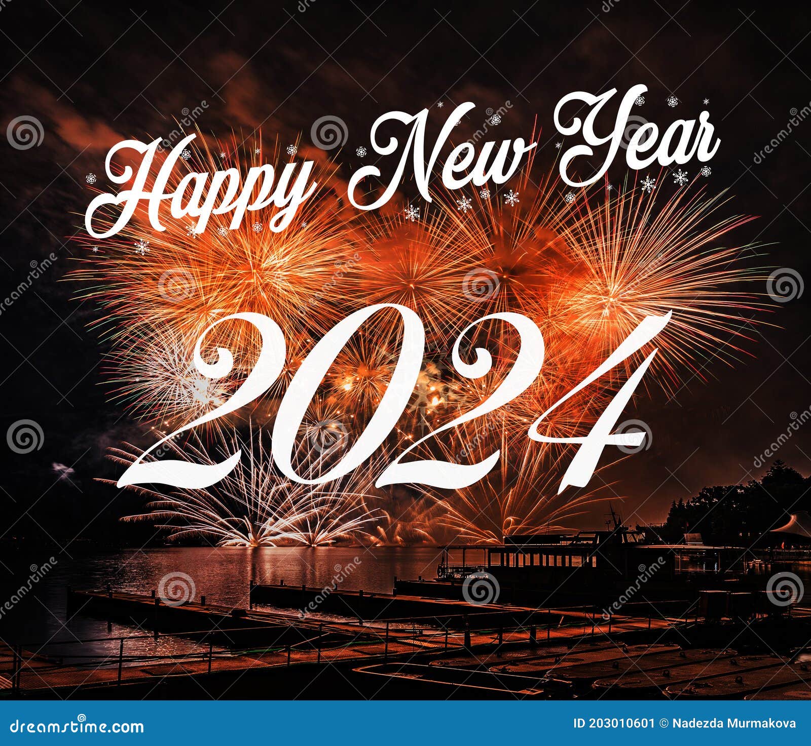 Happy New Year 2025 with Fireworks Background Stock Image Image of