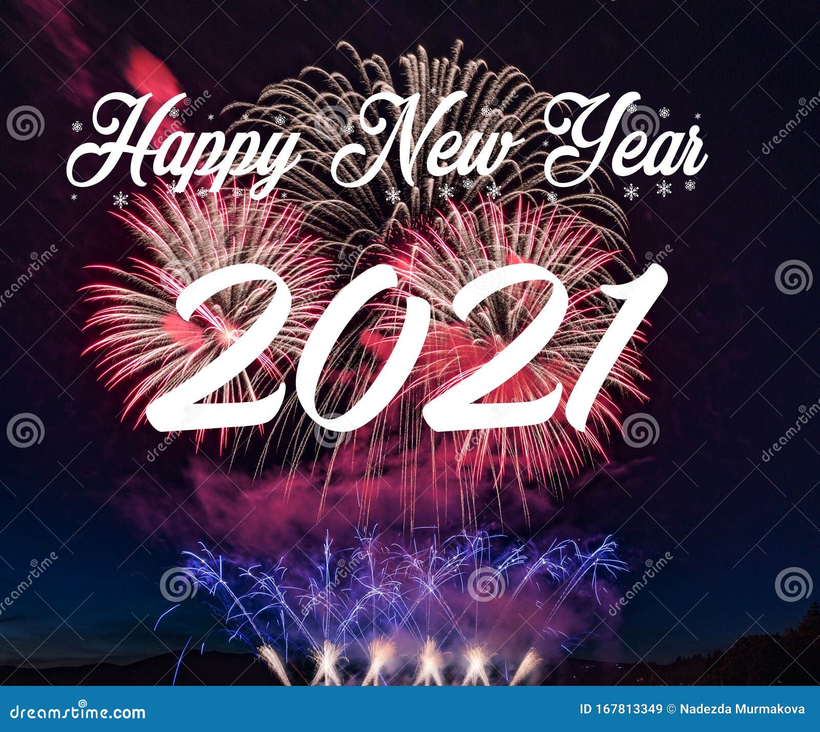 Happy New Year 2021 With Fireworks Background Stock Image - Image of  anniversary, design: 167813349