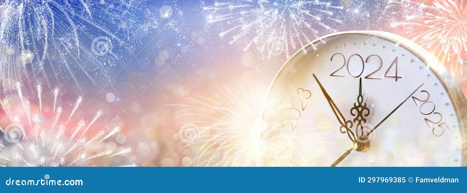 2024 Happy New Year Fireworks Stock Image Image of night, banner