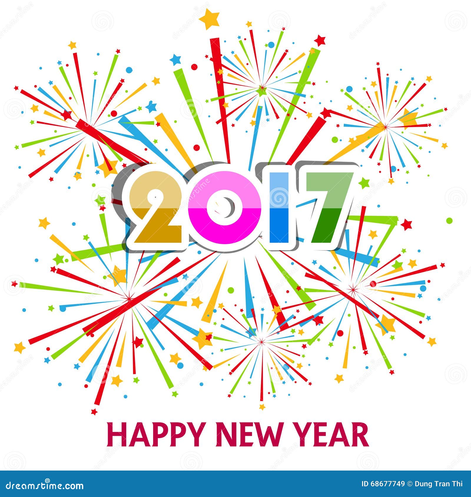 Happy New Year 2017 With Fireworks Display Background ...