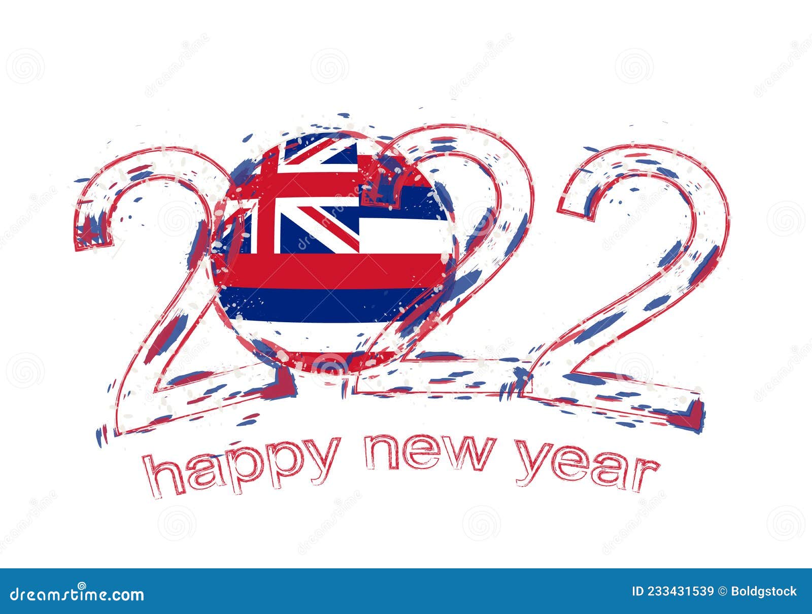 Happy New 2022 Year with Flag of Hawaii Stock Vector Illustration of