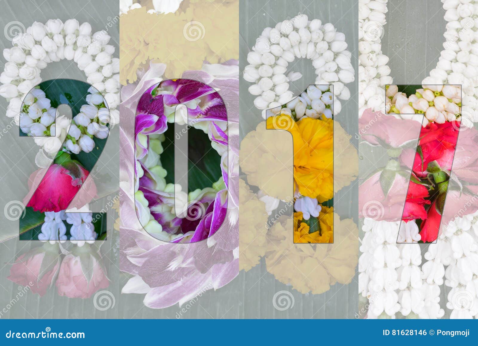 Happy New Year 2017 In Flower Theme Stock Photo Image Of Garden Holiday 81628146