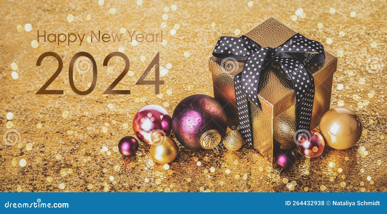 happy new year 2024! golden gift box