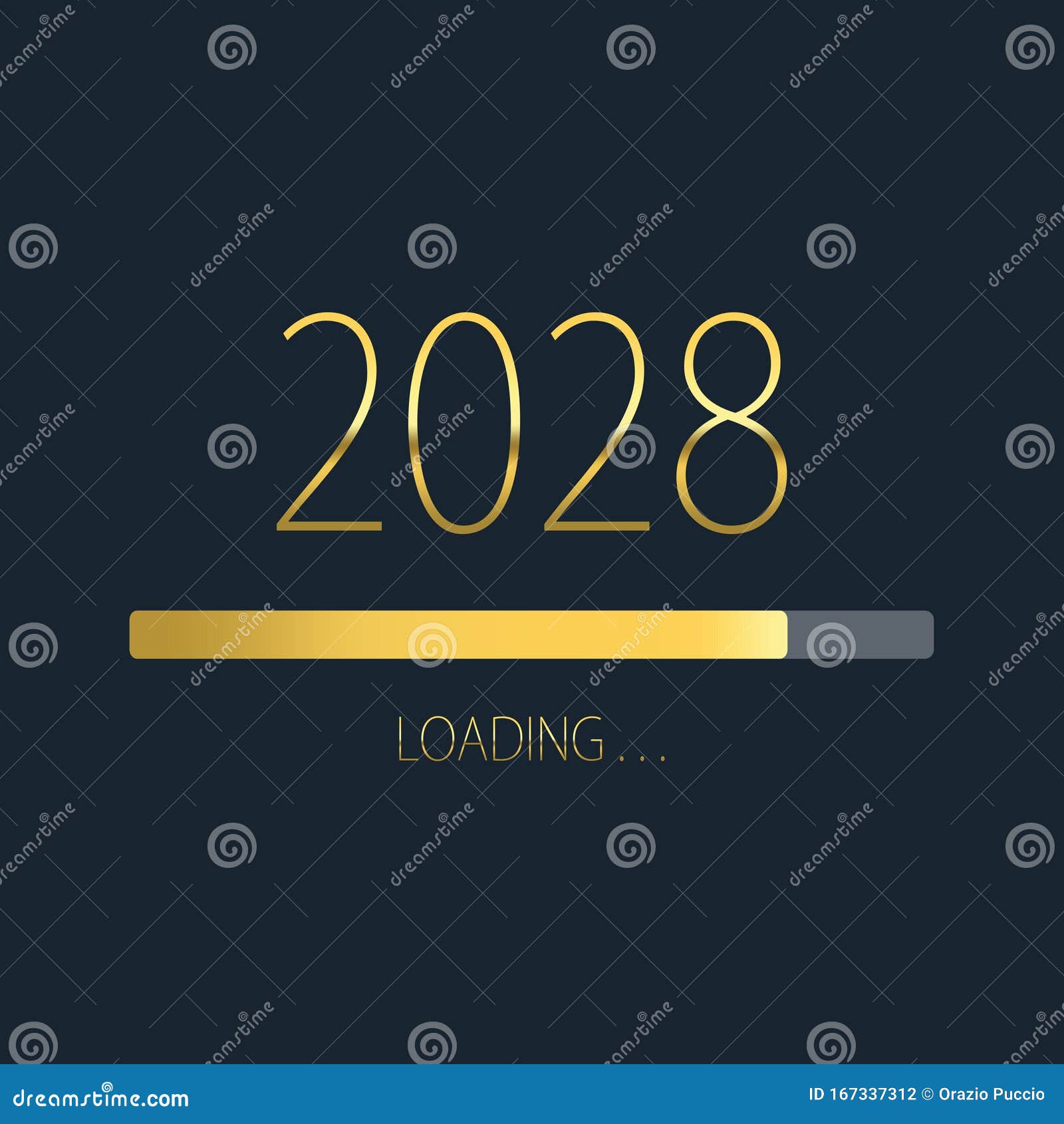 2028 Happy New Year Golden Loading Progress Bar Isolated on Dark ...