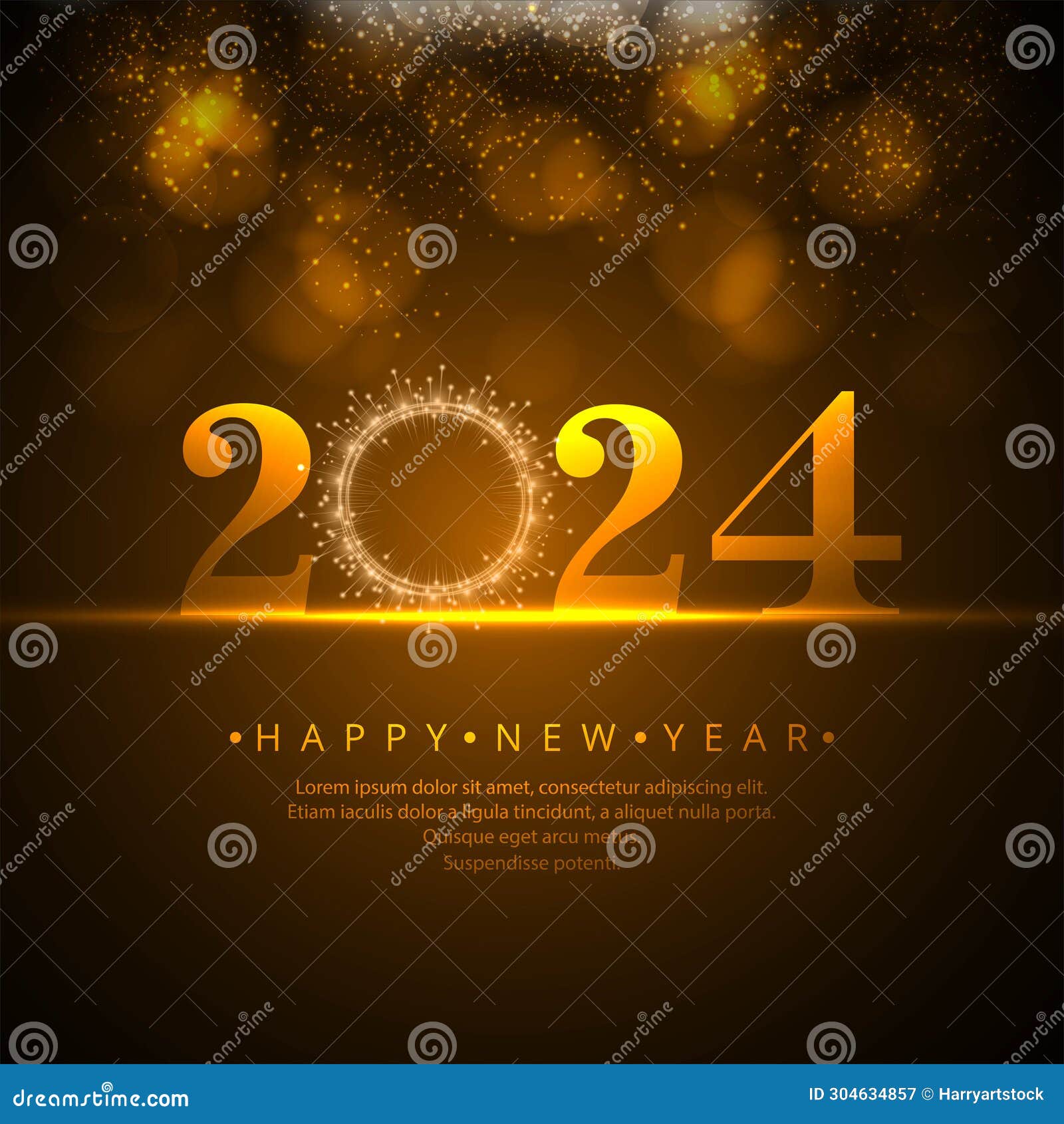 Happy New Year 2024 Greeting Card Design Stock Vector - Illustration of ...