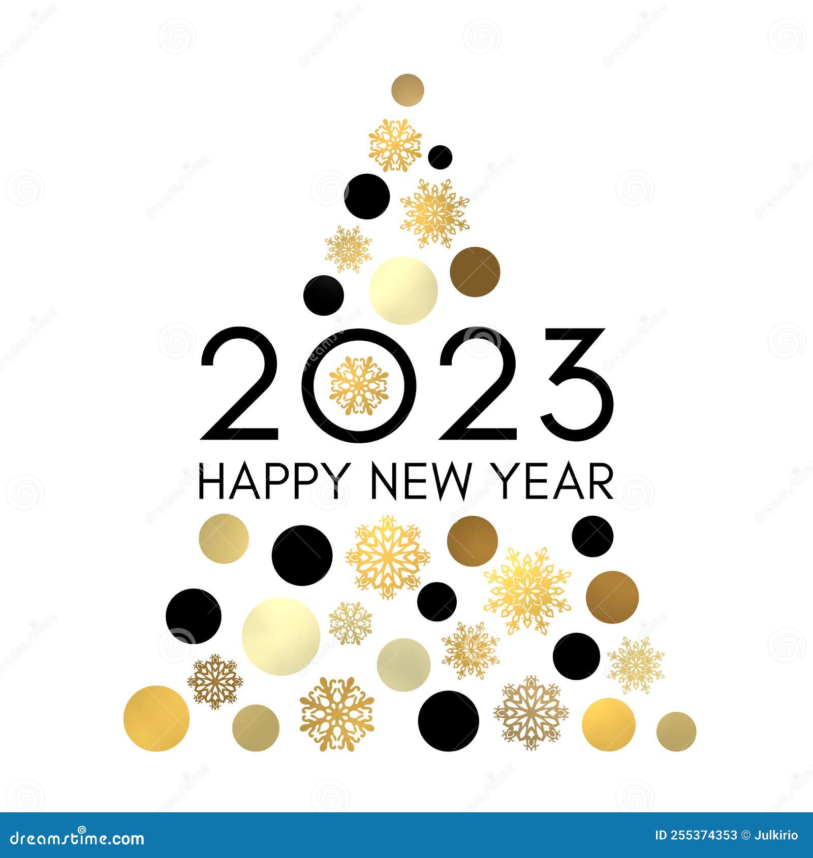 Happy New Year 2023 Greeting Card Design. Stock Vector - Illustration of  black, circle: 255374353