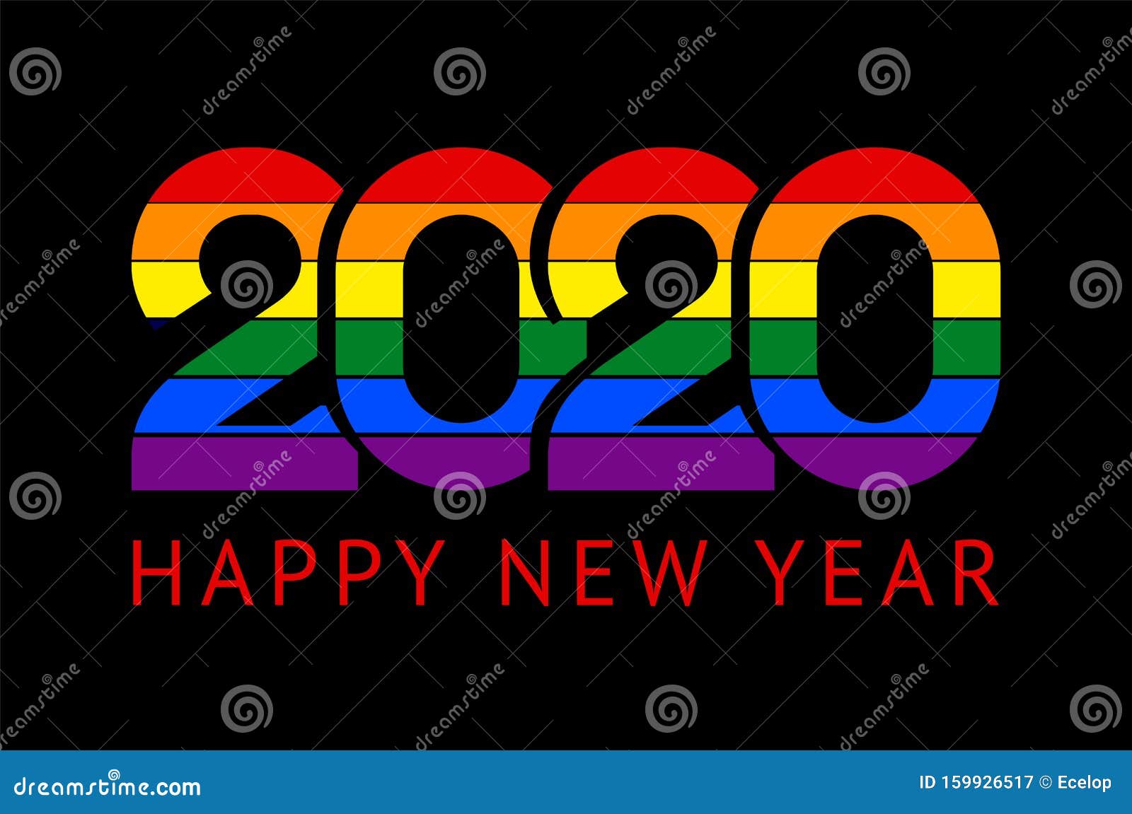 Happy New Year Greeting Card Design. 2020 Chinese Year of Rat ...