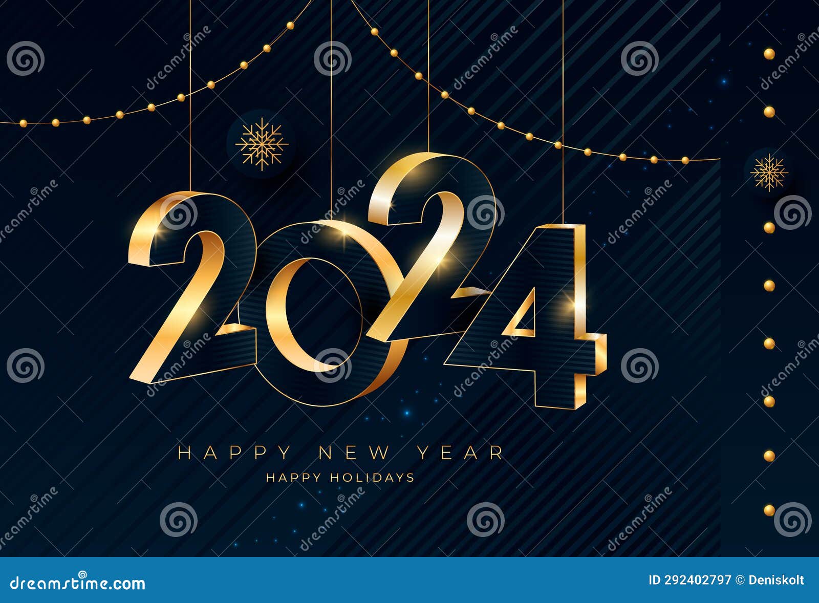happy new year 2024 greeting card  template