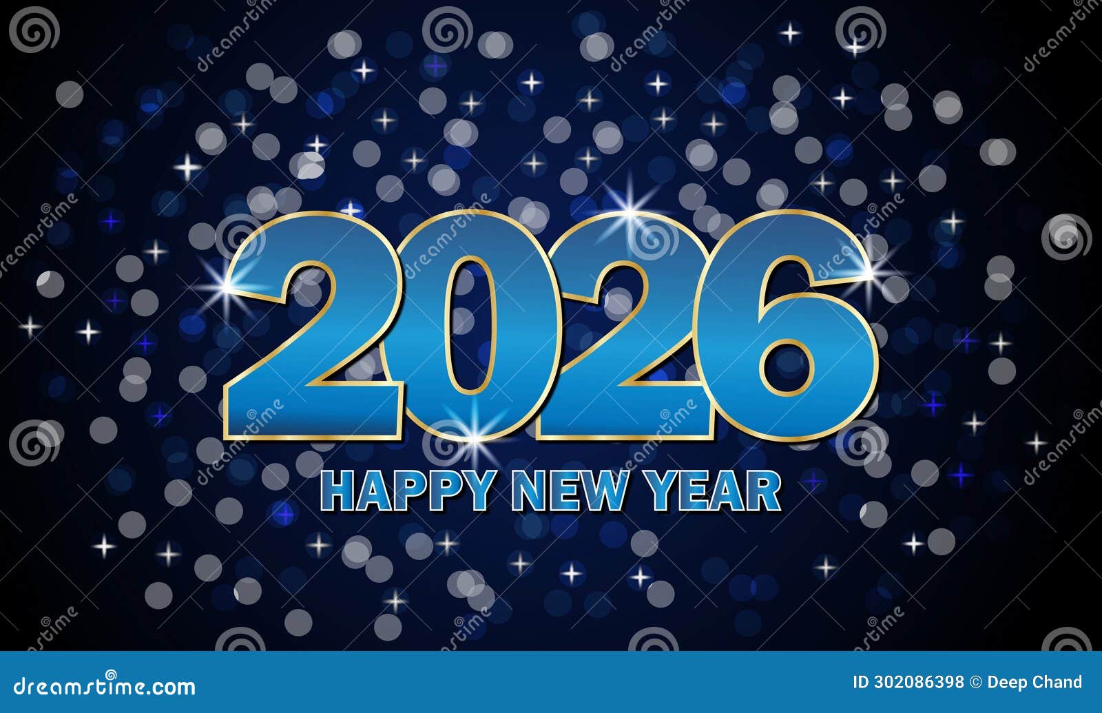 2026 Happy New Year Greeting Card Stock Vector Illustration of gold, color 302086398