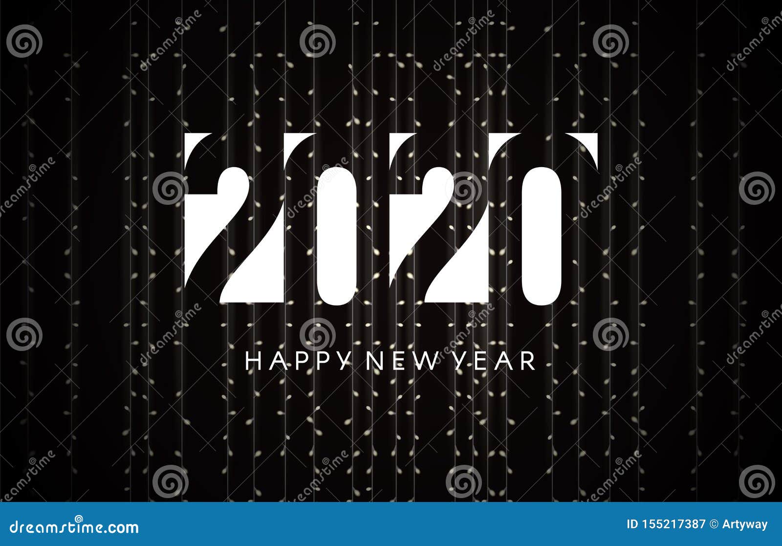 2020 Happy New Year Greeting Card for Night New Year Party ...