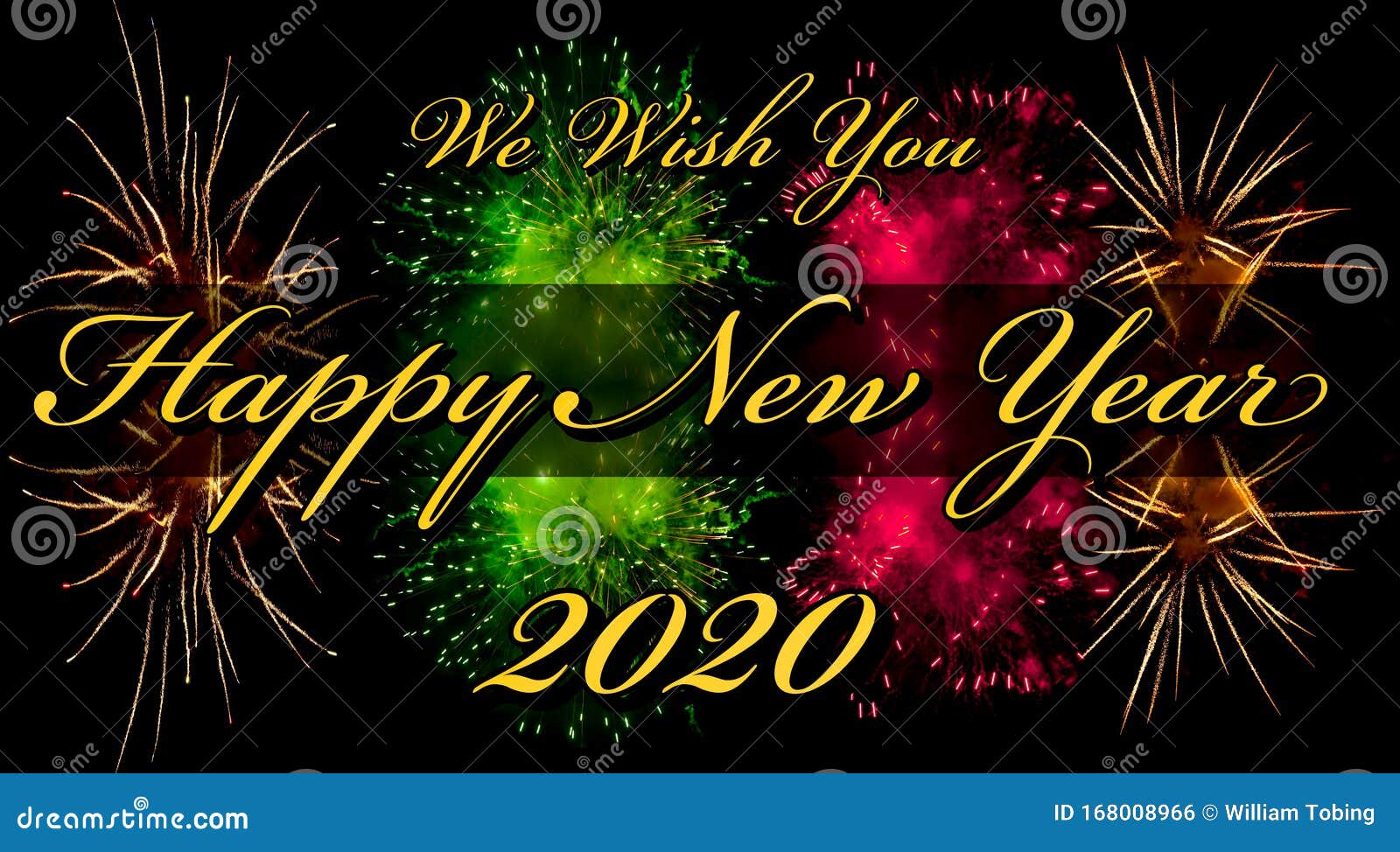 Happy New Year 2020 Greeting Card or Template with Text and ...