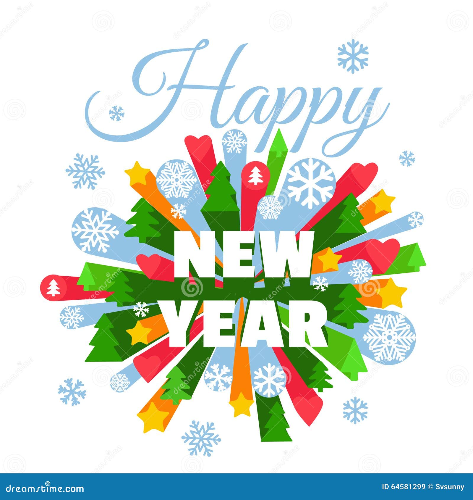 Happy New Year Greeting Card Stock Vector - Illustration of decoration ...