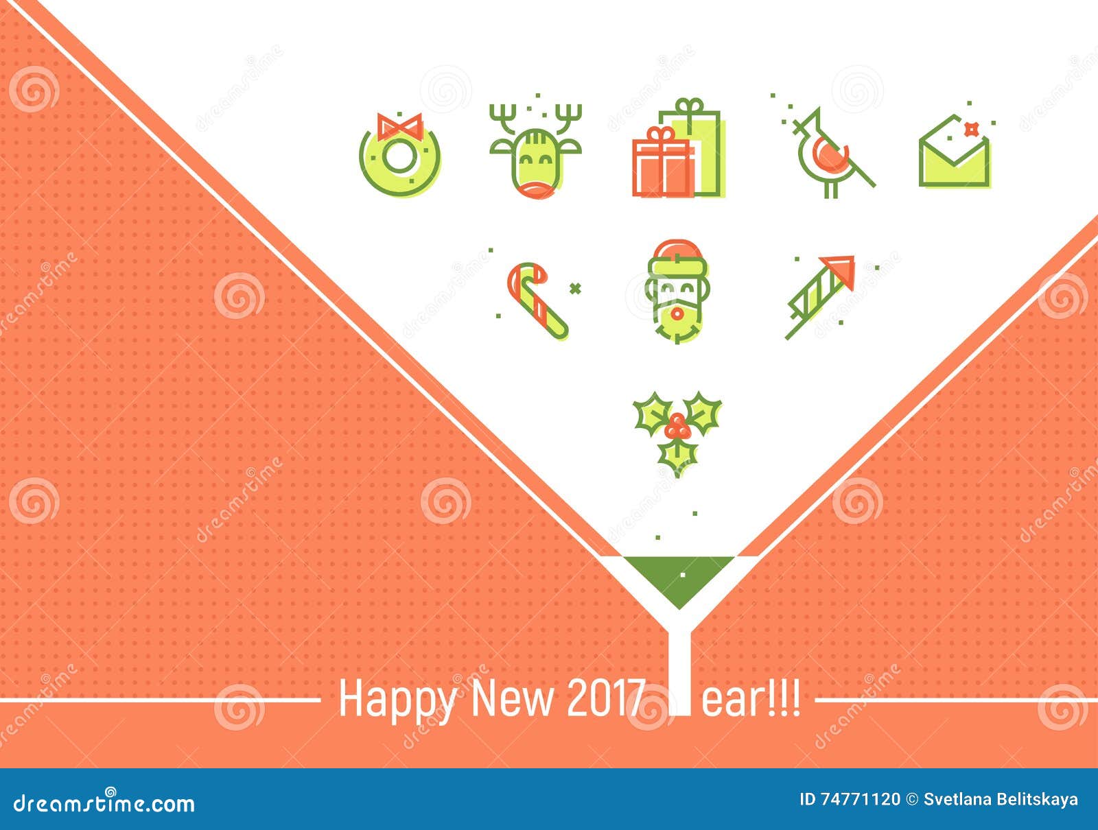 Happy New 2017 Year. Greeting Cards Template Stock 