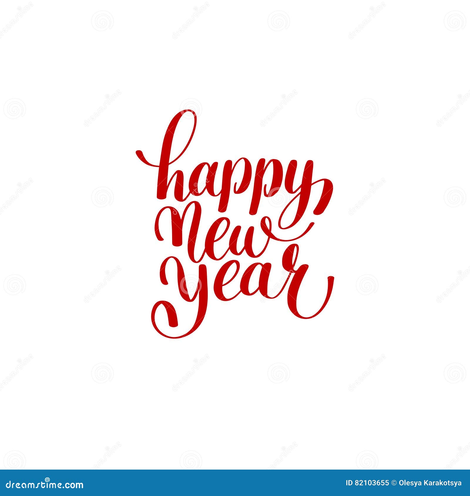 happy new year hand lettering congratulate red inscription