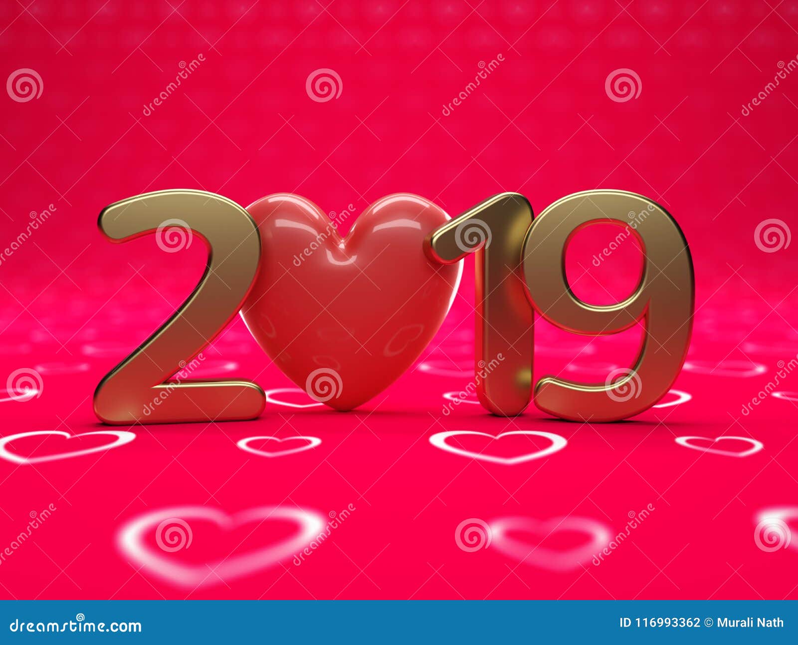 Happy New Year 19 With Heart Symbol Stock Illustration Illustration Of Concept Poster