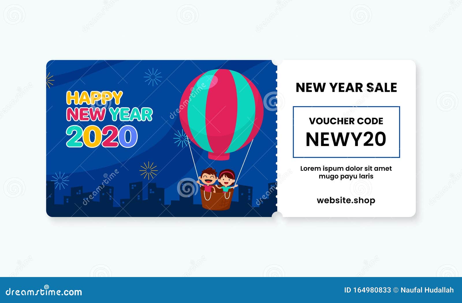 Happy New Year 2020 For Kids Voucher Gift Template Vector