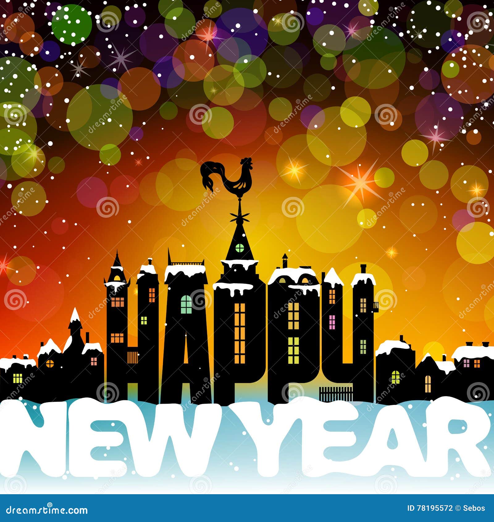 happy new year lettering letters like the silhouette of the ancient