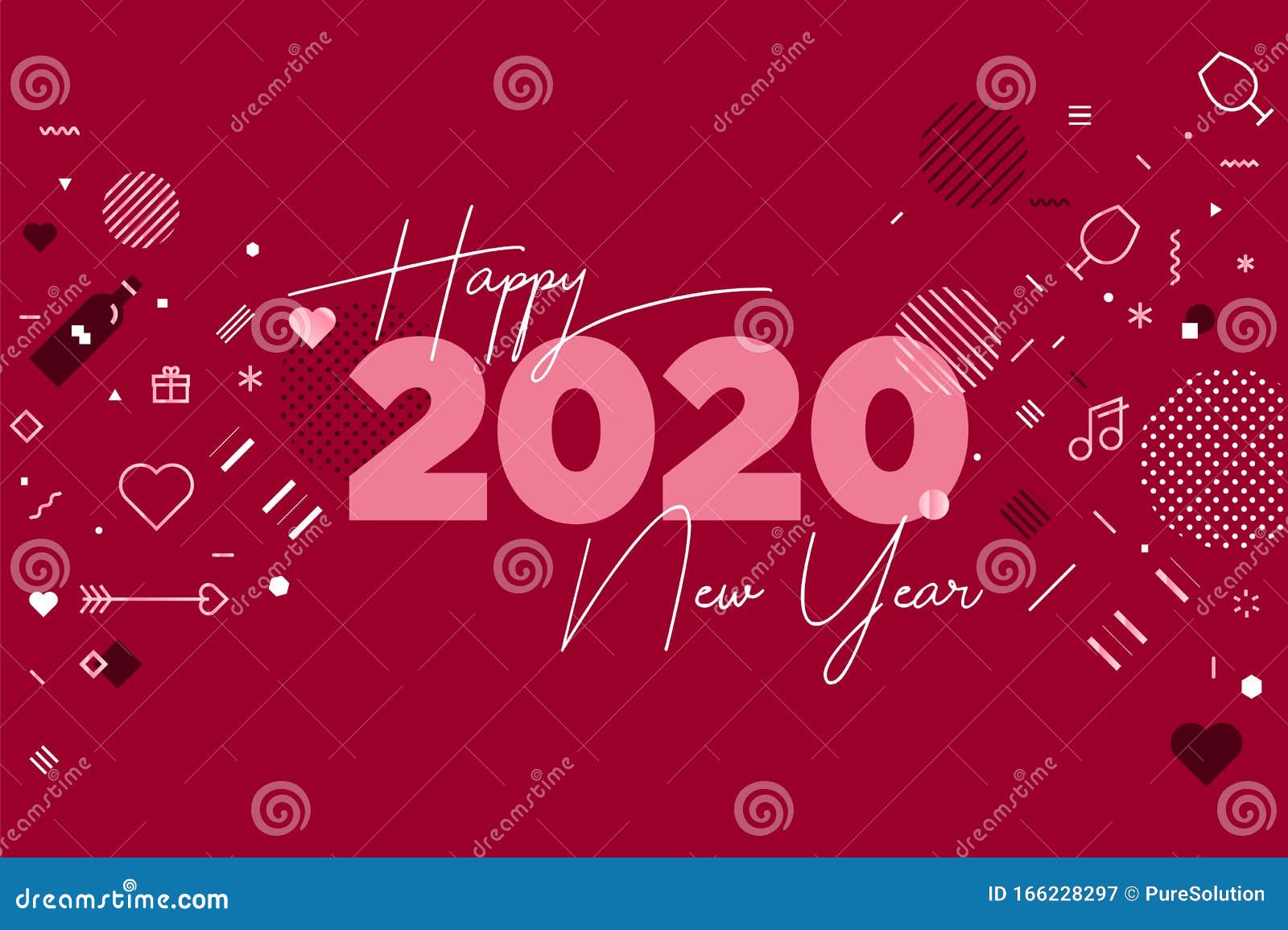 Happy New Year 2020 and Lots of Love Stock Vector - Illustration ...