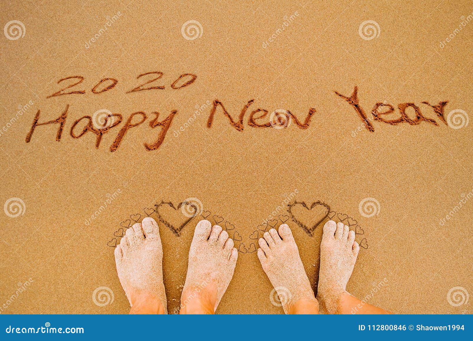 2020 Happy New Year with Love Heart Stock Photo - Image of ocean ...