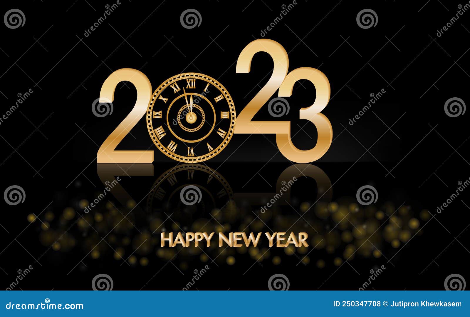 Happy New Year 2023 with Luxury Clock New Year Shining Background ...