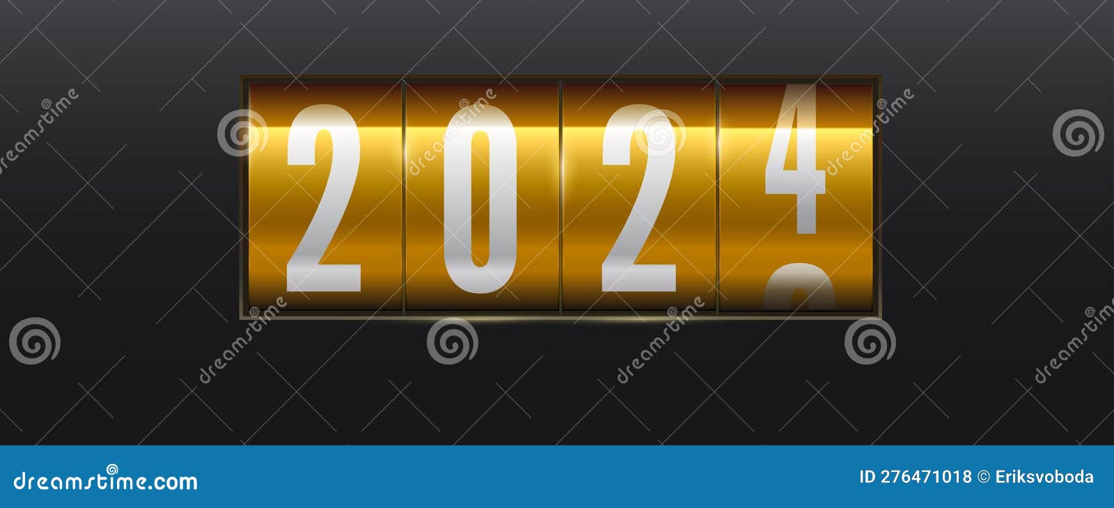 Happy New Year 2024. Mechanical Countdown on Clean Black Background