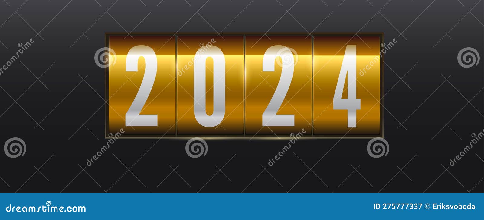 Happy New Year 2024. Mechanical Countdown on Clean Black Background