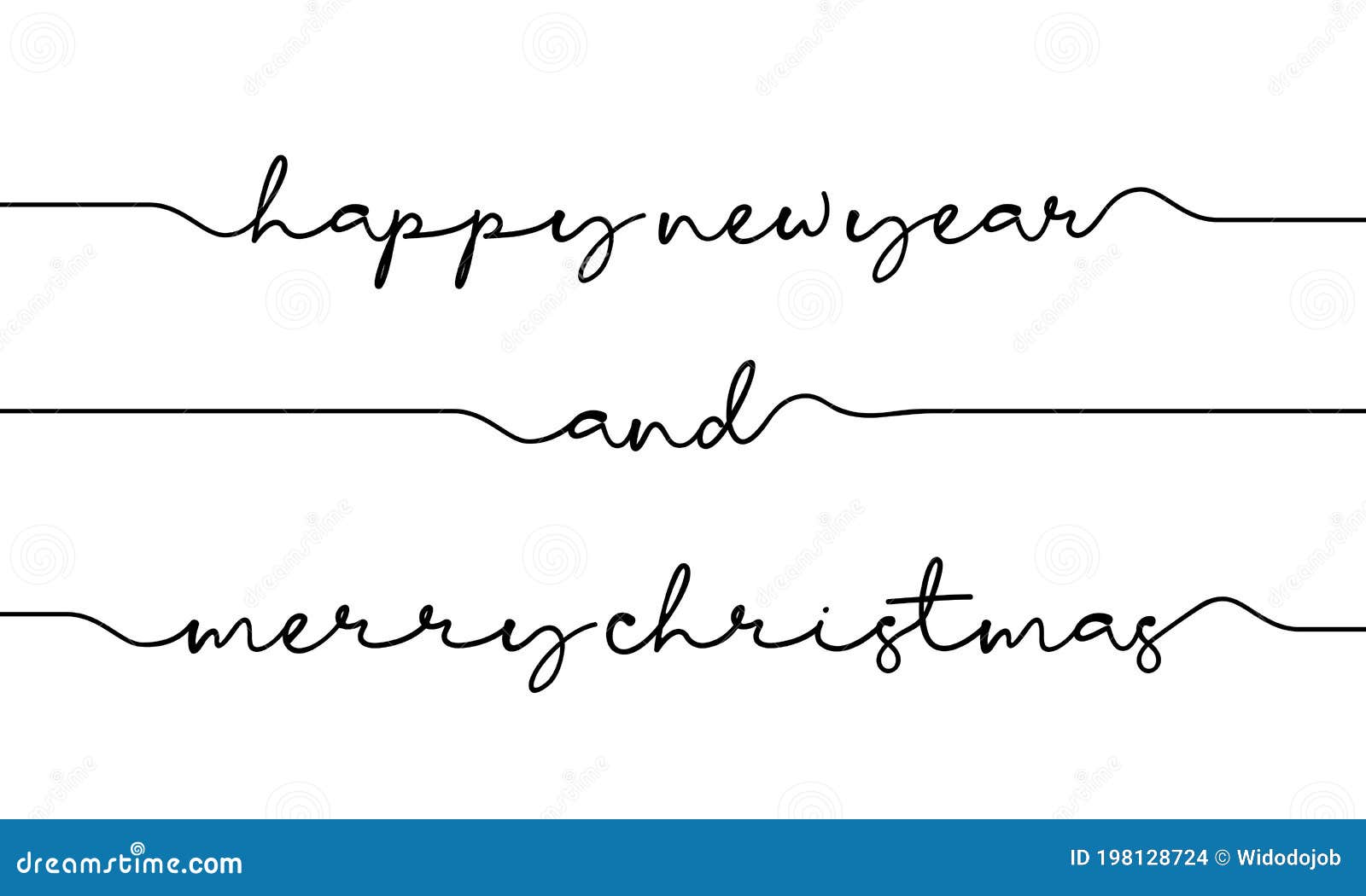 happy new year and merry christmas word handwritting