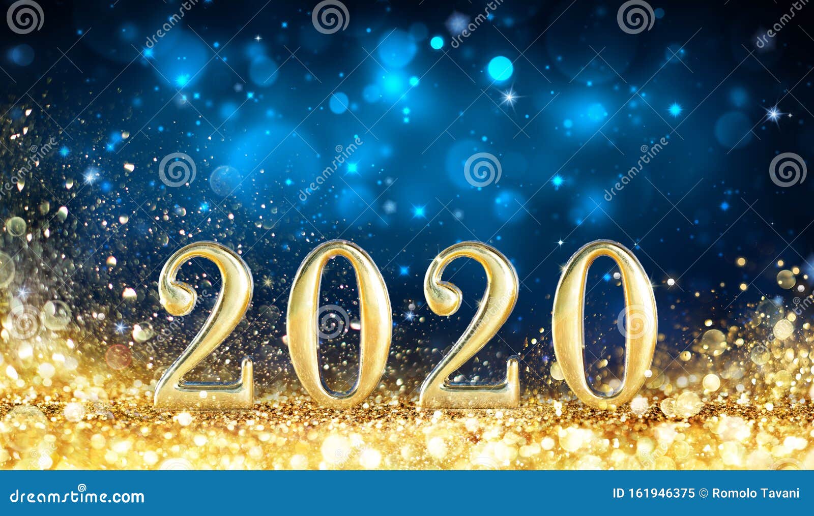 Happy New Year 2020 - Metal Number with Golden Glitter Stock Image ...