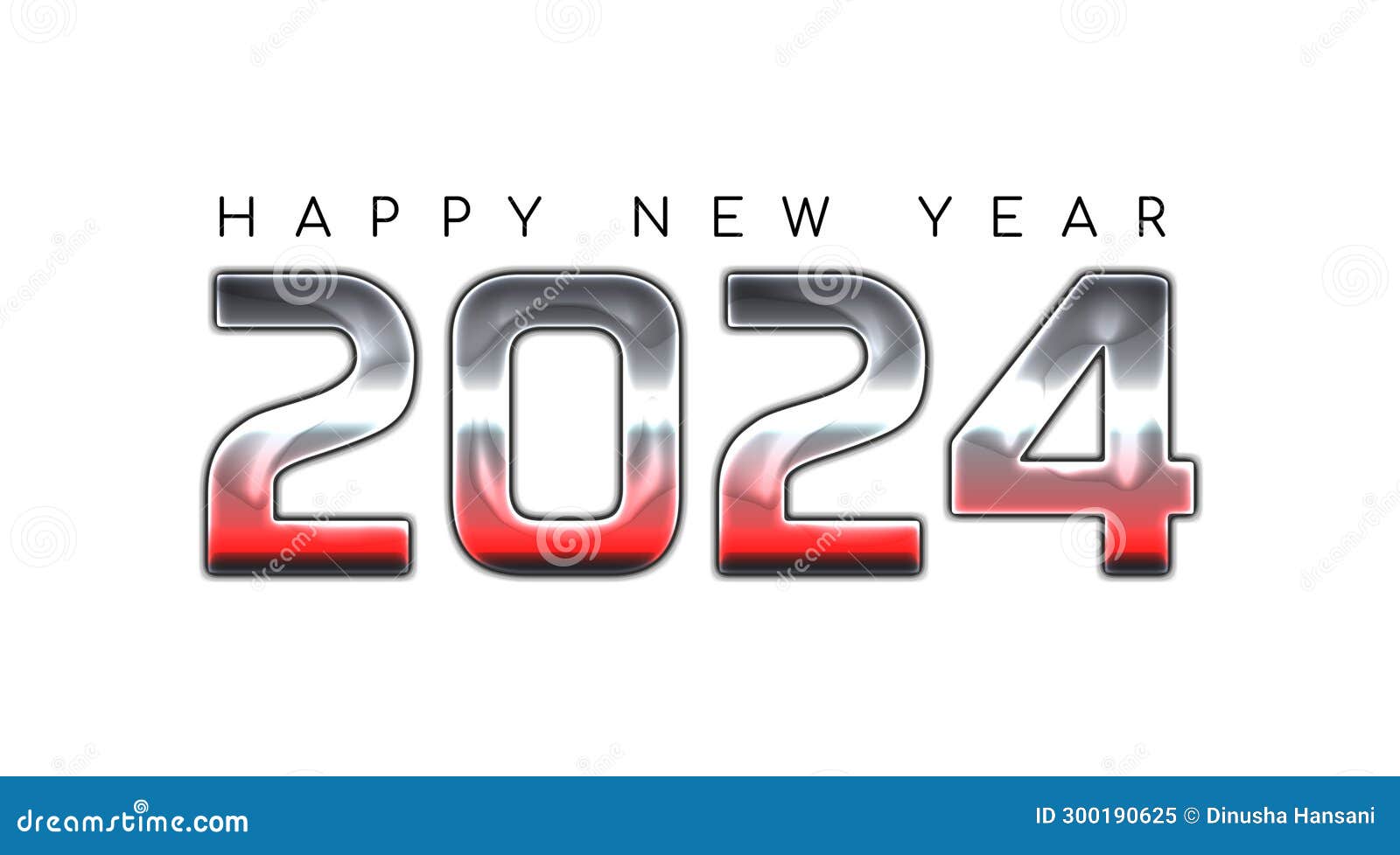 2024 happy new year metal stylish text ,  on white