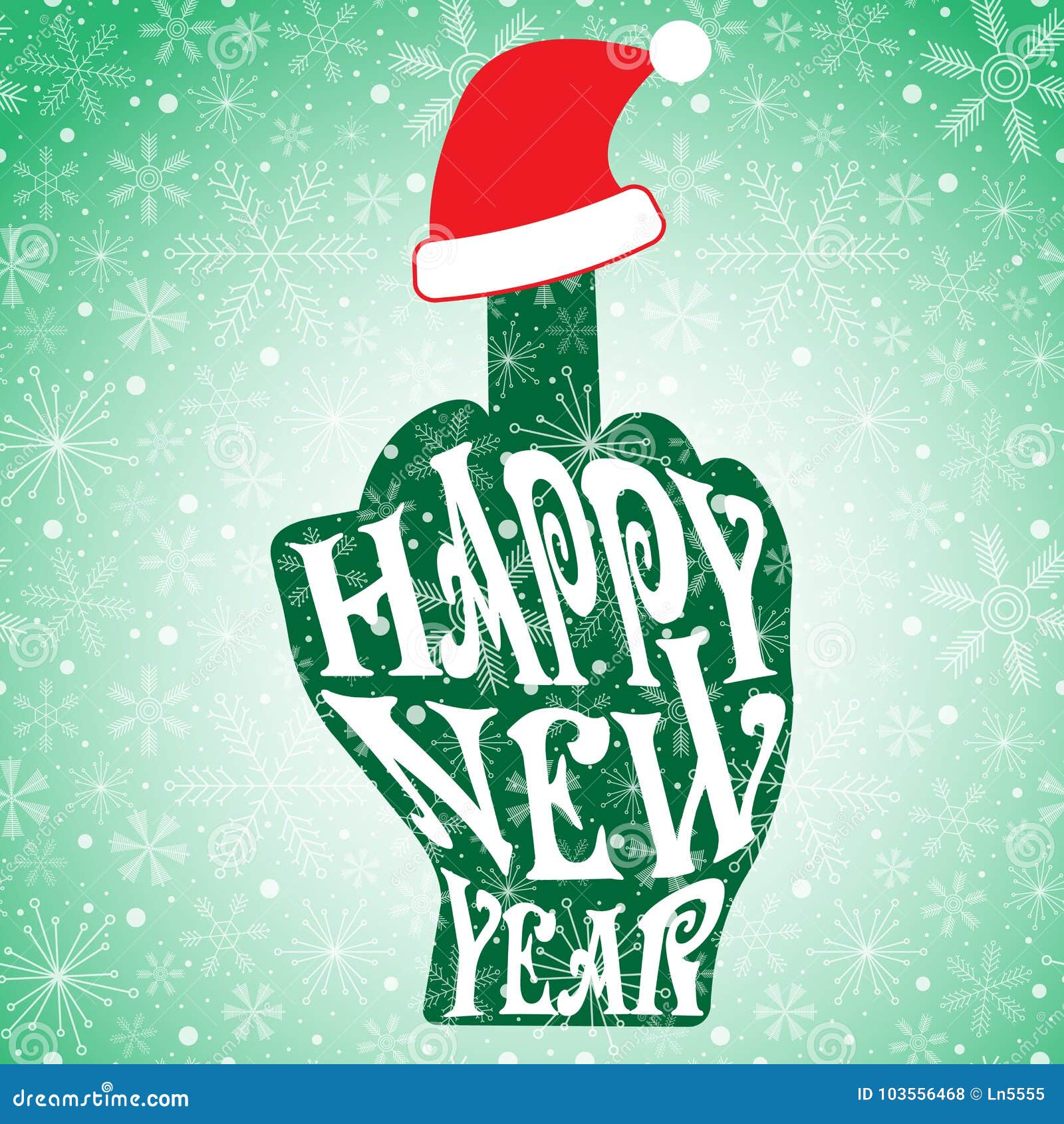 Happy New Year with Middle Finger Up Hand Gesture with Red Santa Hat Stock  Vector - Illustration of logo, aggression: 103556468