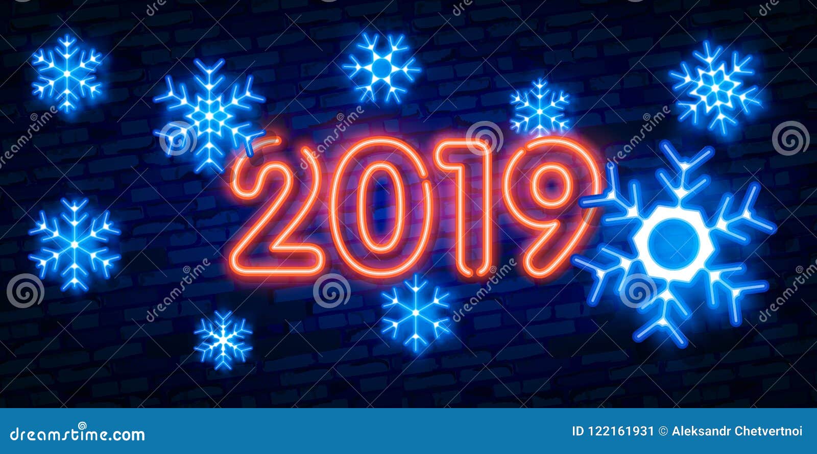 Happy new year neon lights design merry christmas xmas background retro card vector banner winter neon