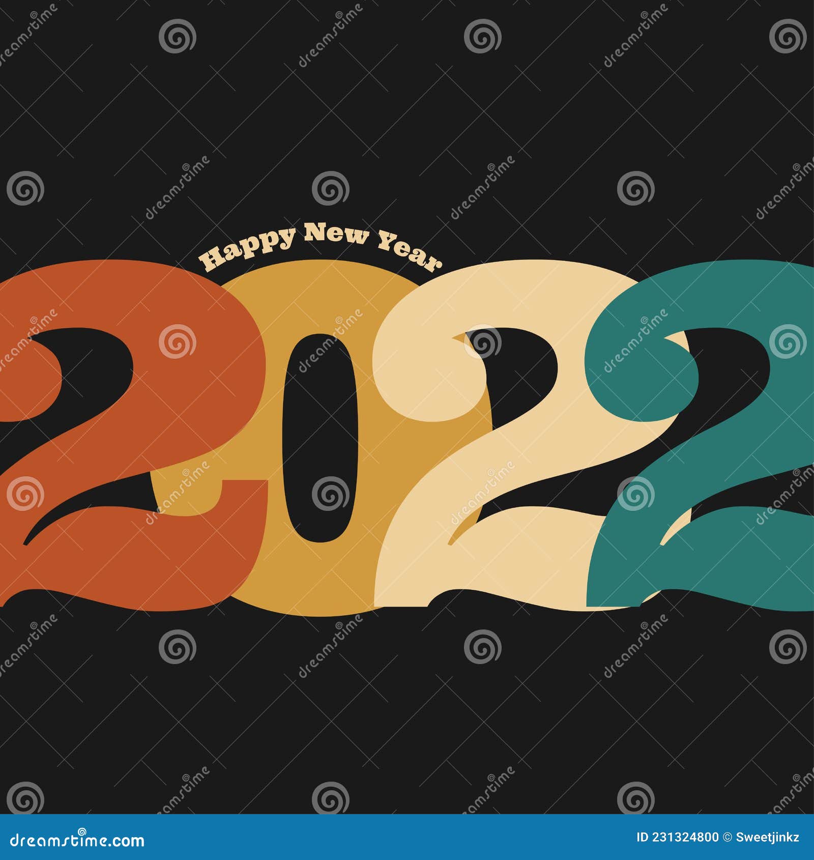 2022 Happy New Year. Numbers Minimalist Style. Vector Linear Numbers ...