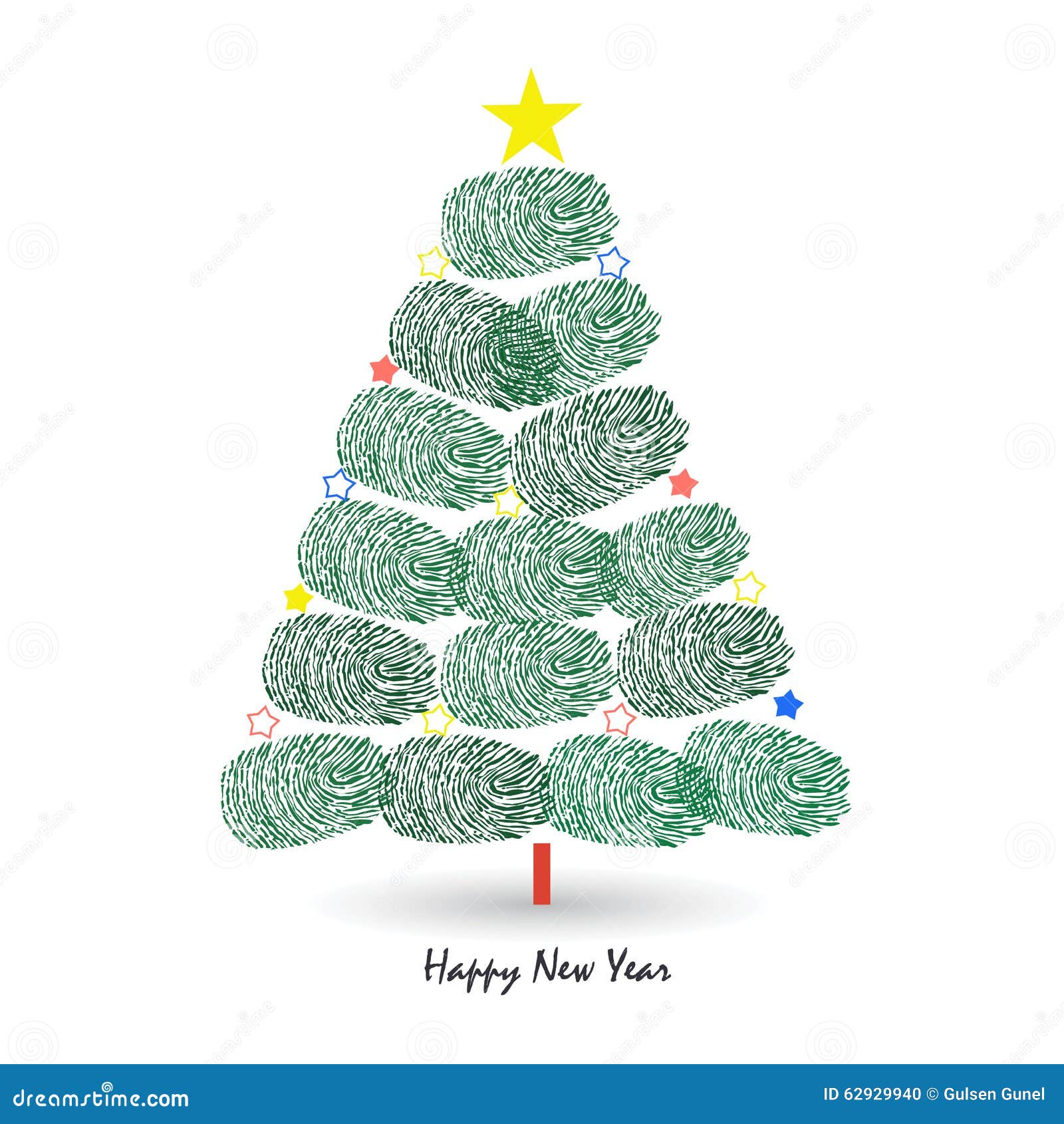 new year fingerprint tree happy new year pine tree with finger prints vector new year fingerprint tree happy new year pine tree with finger prints vector