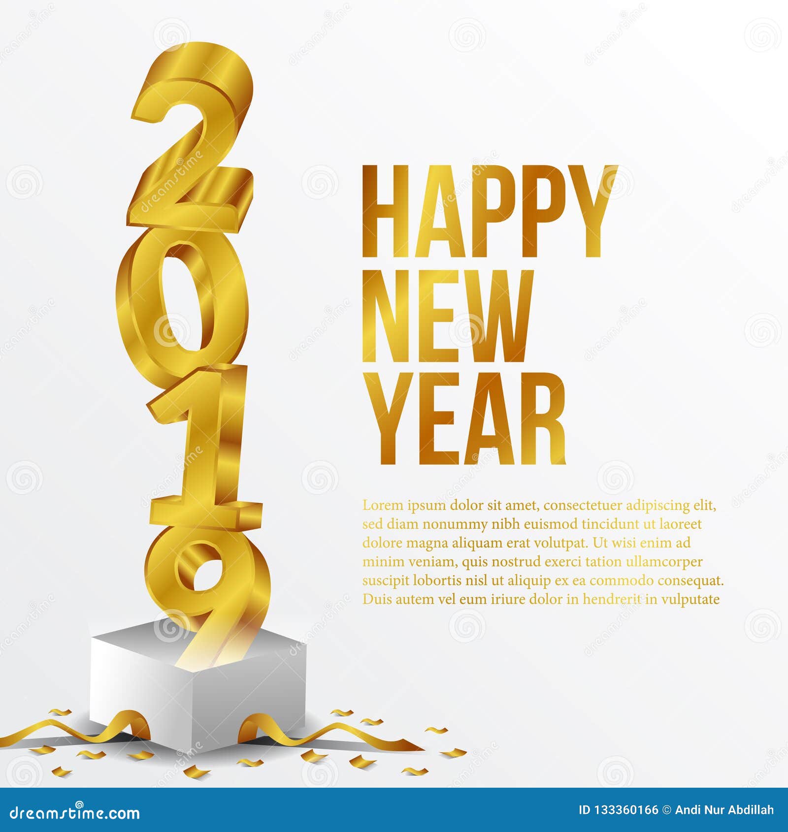 Happy New Year Poster Background Template with 3d Gold Number and Gift Box  Open. Vector Illustration Stock Vector - Illustration of festive,  congratulations: 133360166