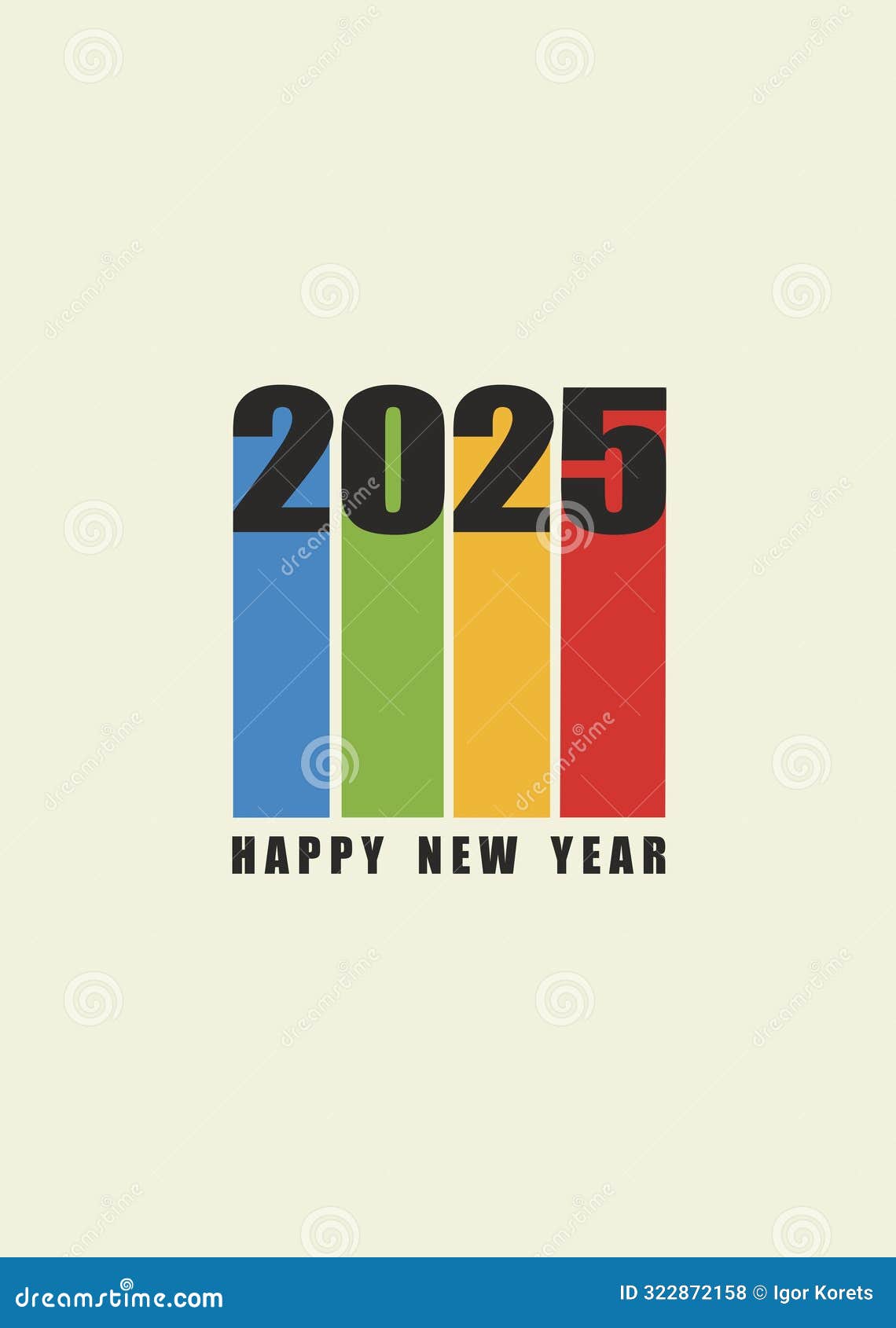 2025. Happy New Year. Poster Inspired Postmodern of Vector Dynamic Symbols with Bold Geometric