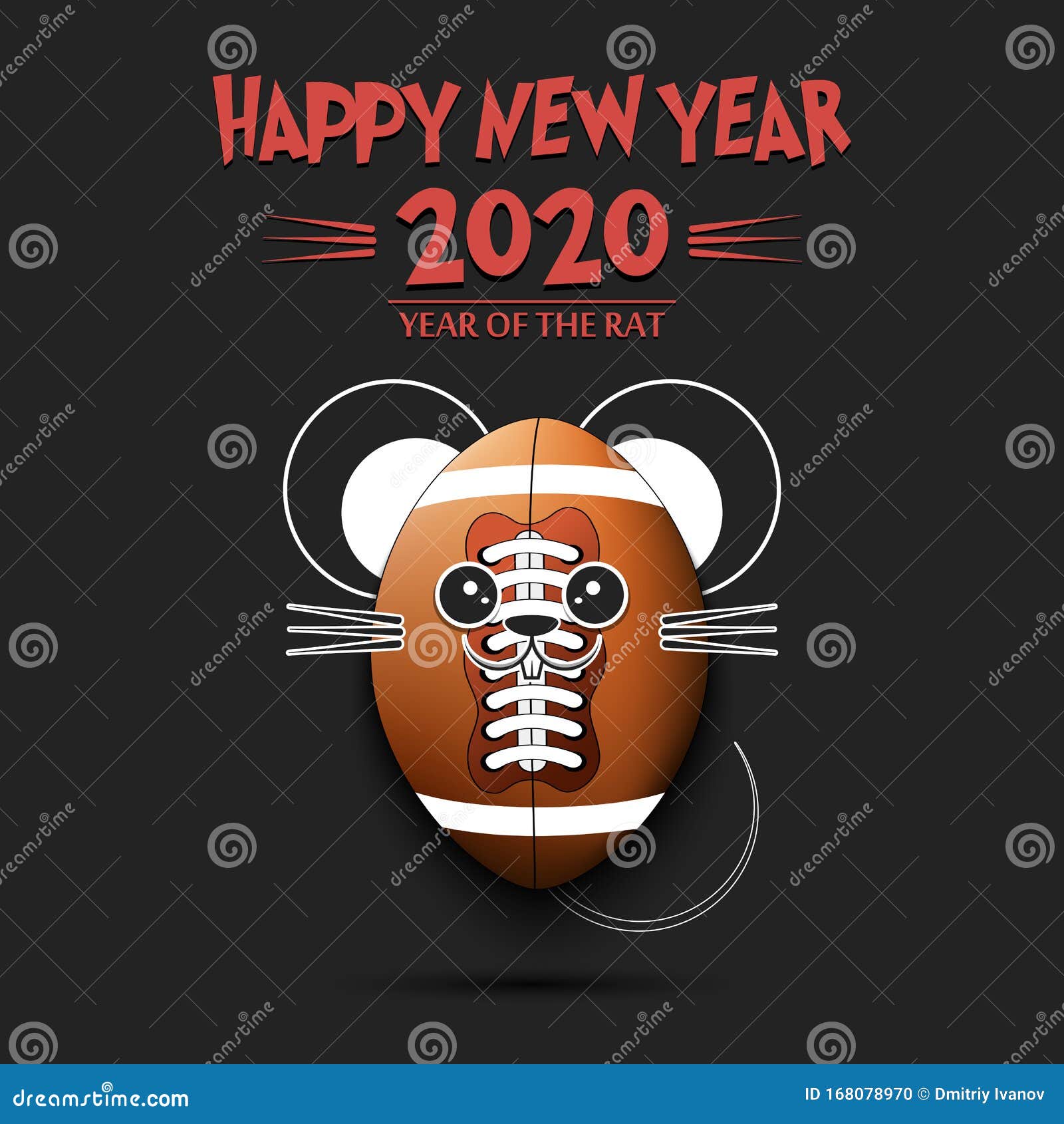 Download Happy New Year. Football Ball Made In The Form Of A Rat ...