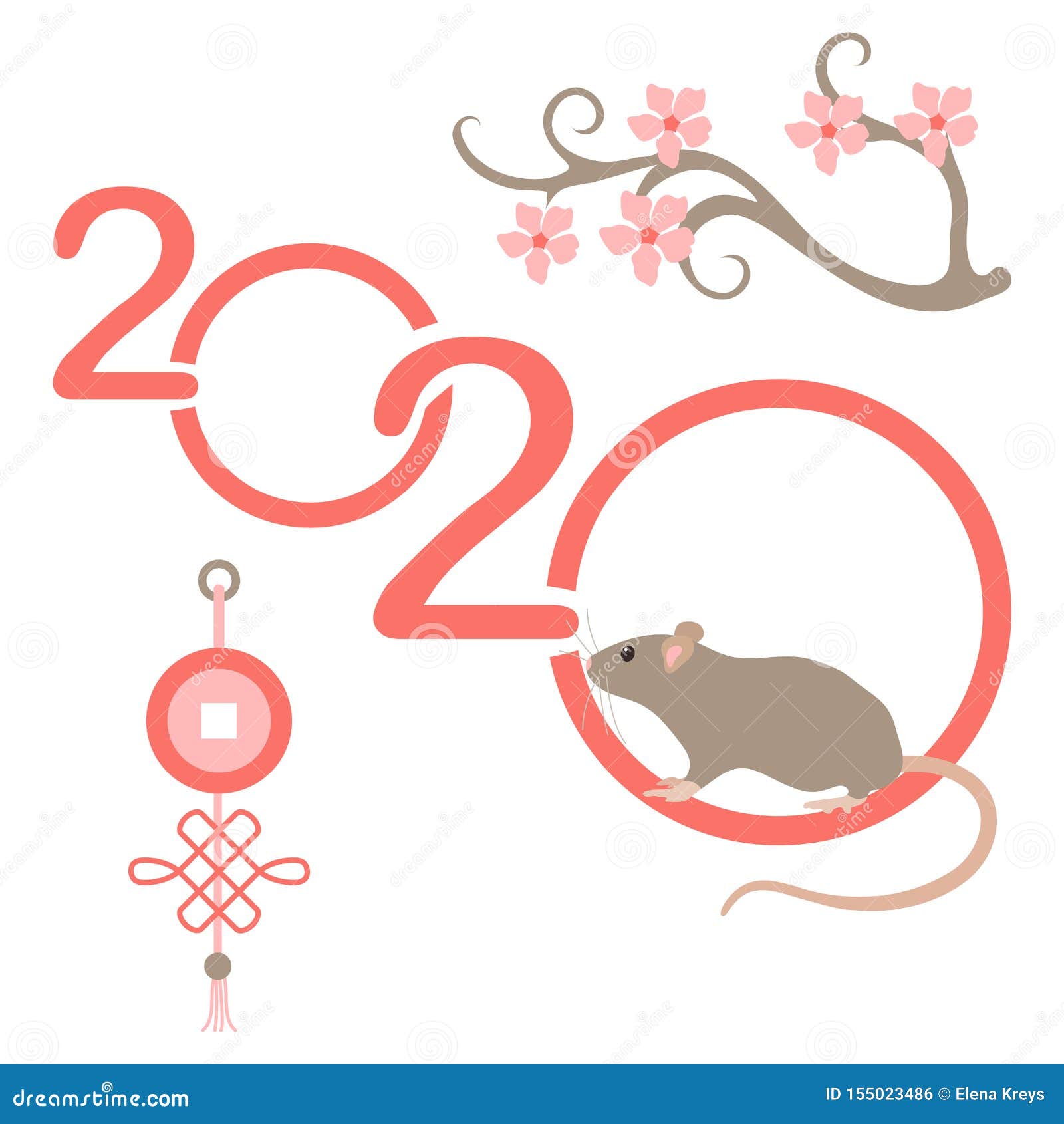 Happy New Year Rat Symbol Of 2020 Chinese Calendar Stock Vector - Illustration of ...1600 x 1689