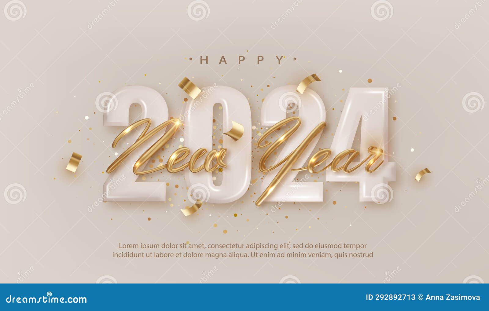 happy new year 2024. realistic gold lettering new year on pastel number 2024.