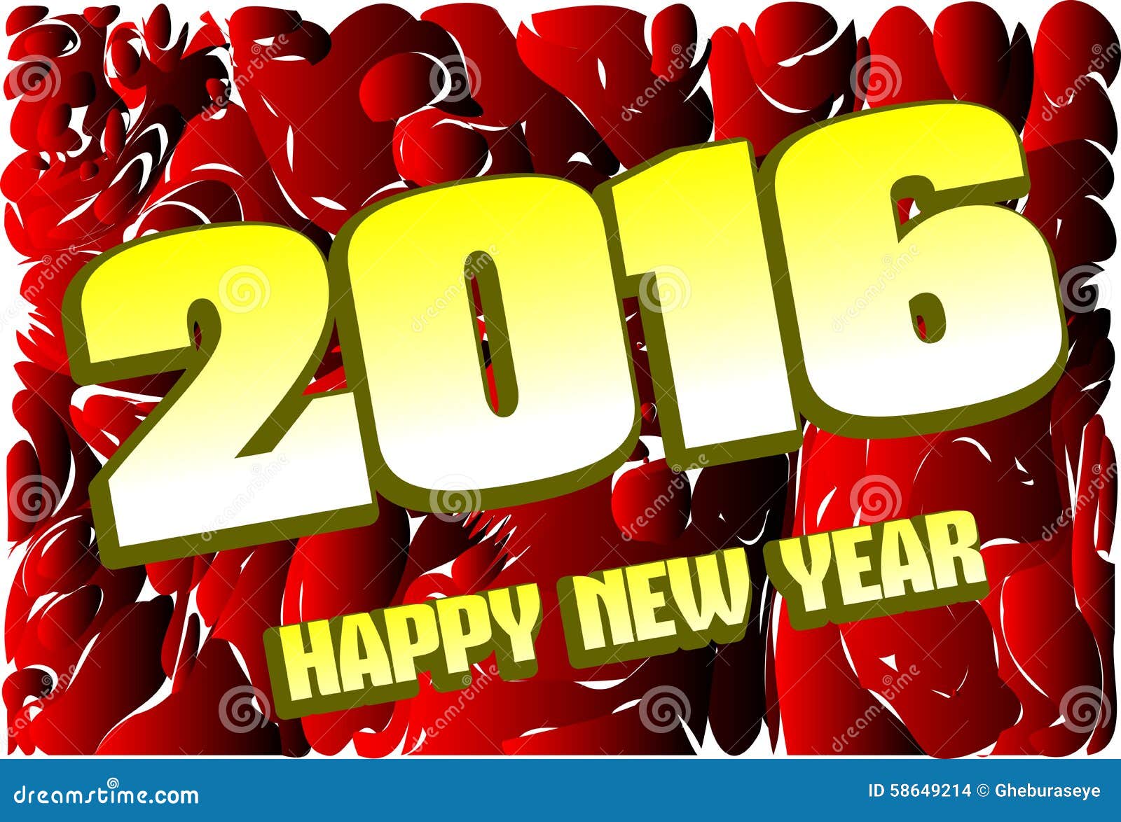 Happy new year 2016 in red background. Image usable in all projects about new years day