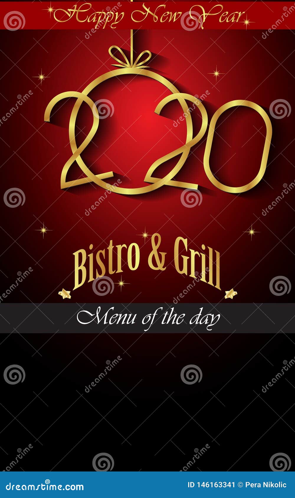 2020 Happy New Year Restaurant Menu Template for Your Seasonal Flayers or Invitations Background