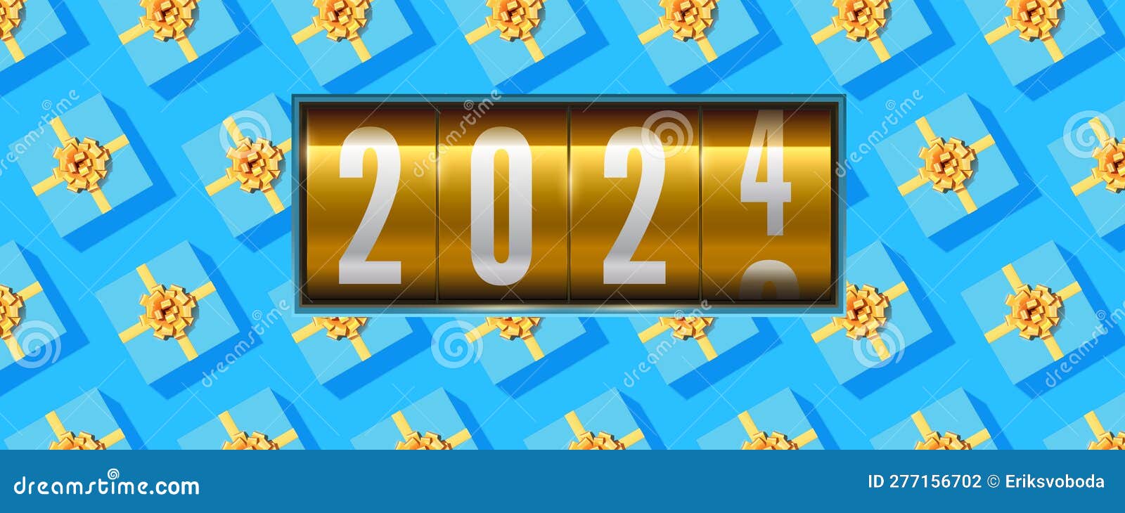 Happy New Year 2024. Rotated Countdown for New 2024. Blue Background