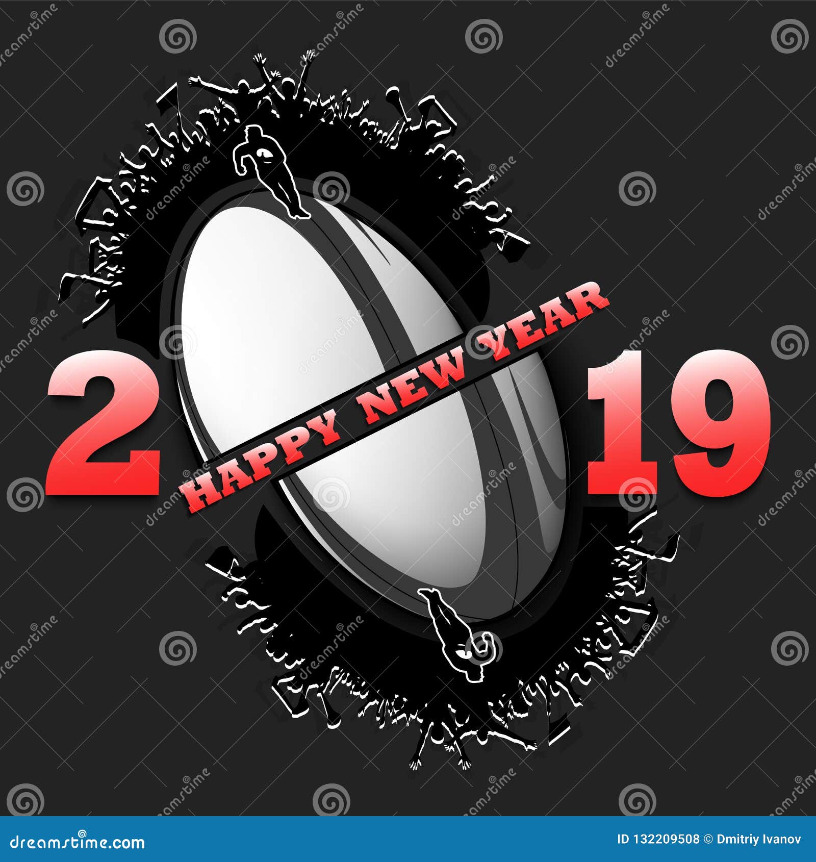 Happy New Year 19 And Rugby Ball Stock Vector Illustration Of Background Player Happy New Year 19 And Rugby Ball Stock Vector Illustration Of Background Player