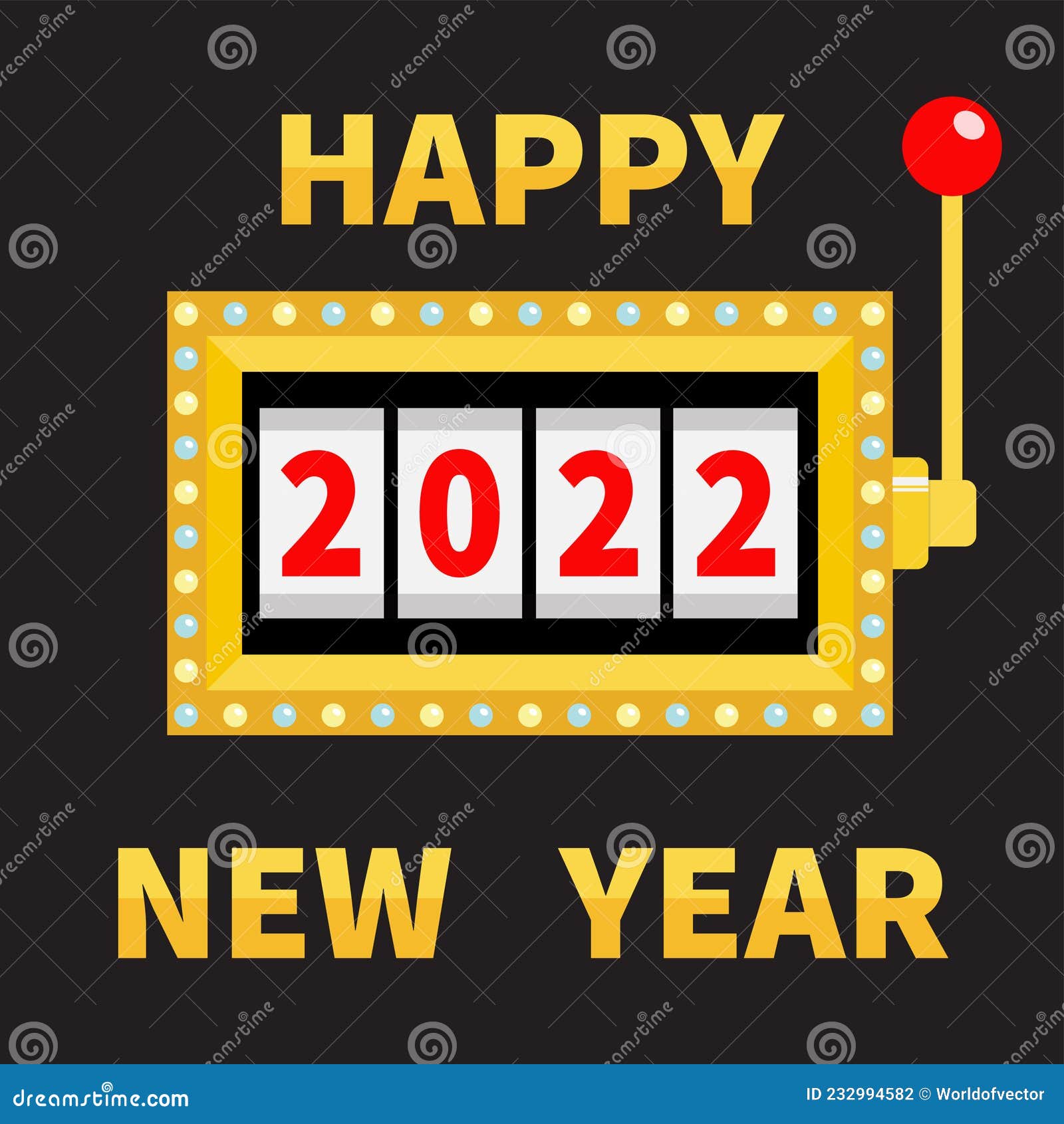 Happy New Year 2022. Slot Machine. Jackpot. Golden Glowing Lamp Light. Red  Handle Lever. Big Win Online Casino, Gambling Club Sign Stock Vector -  Illustration of business, money: 232994582