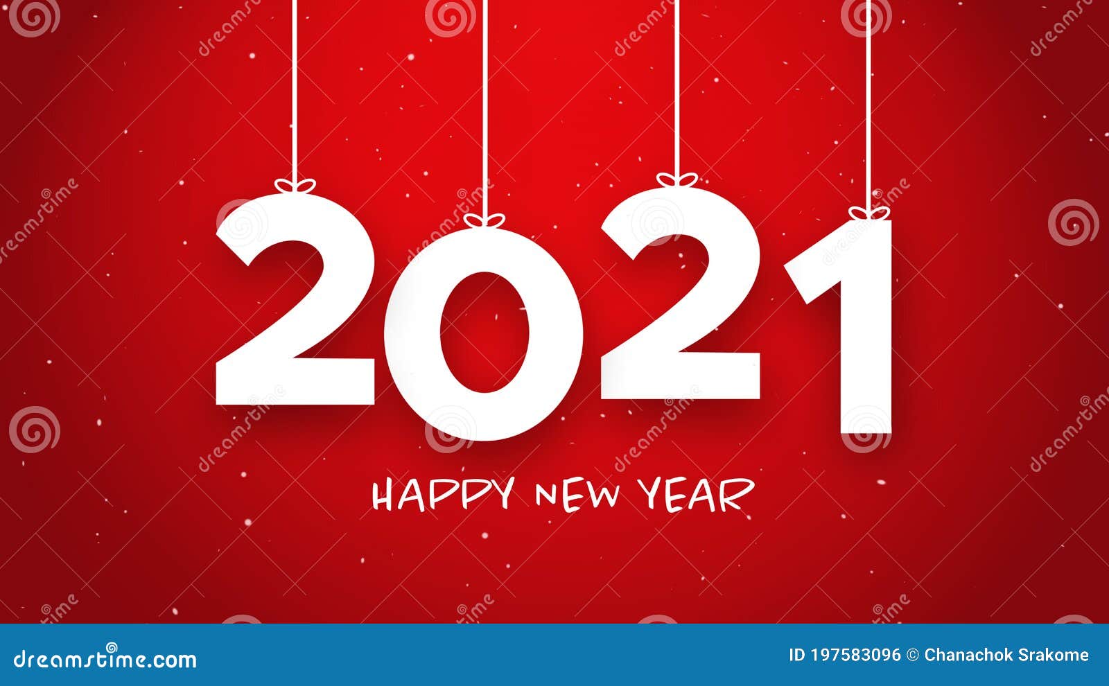 Happy New Year 2021 string red background
