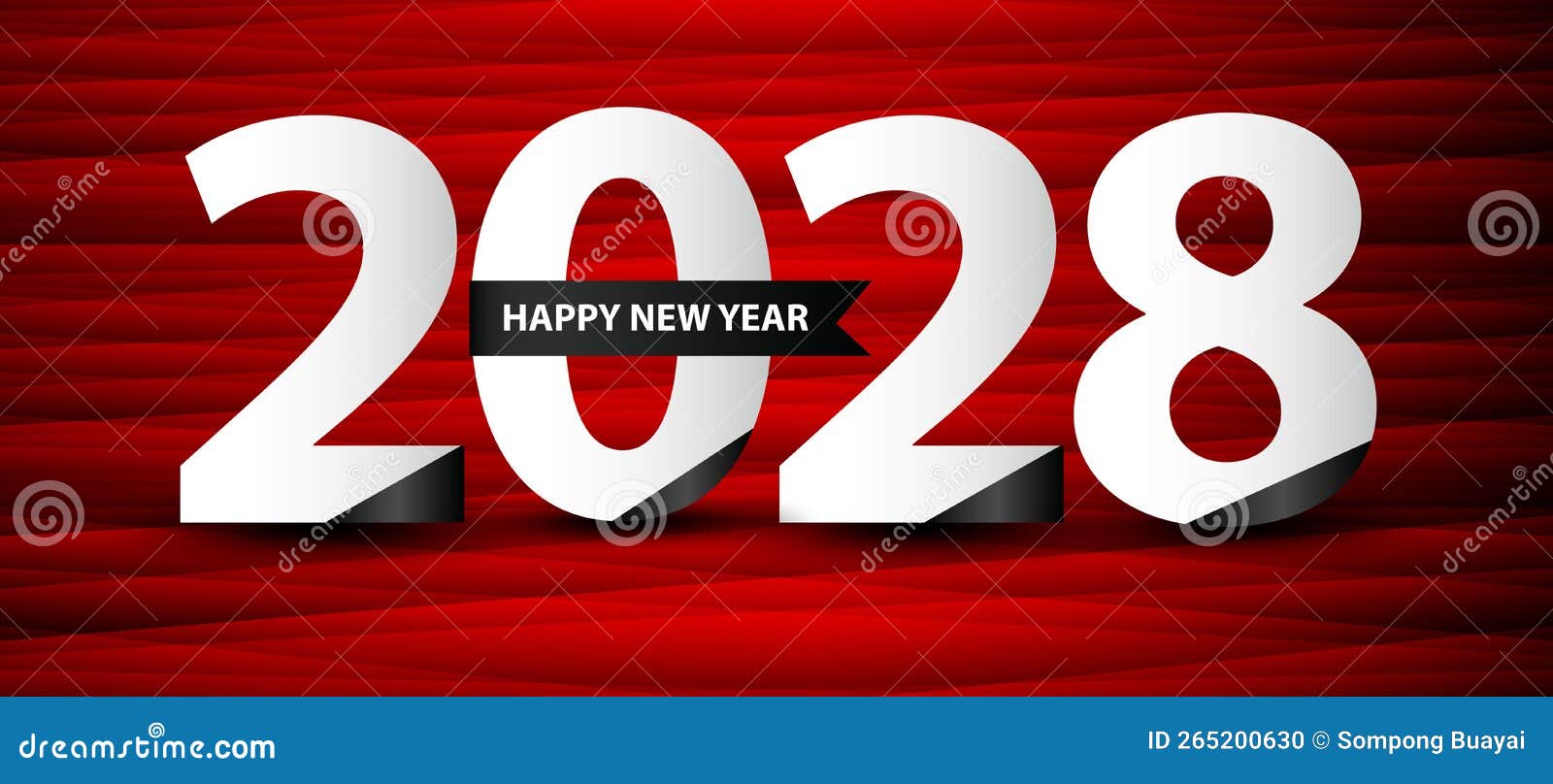 2028 Happy New Year Template, 2028 Year Celebration Logo Vector on Red