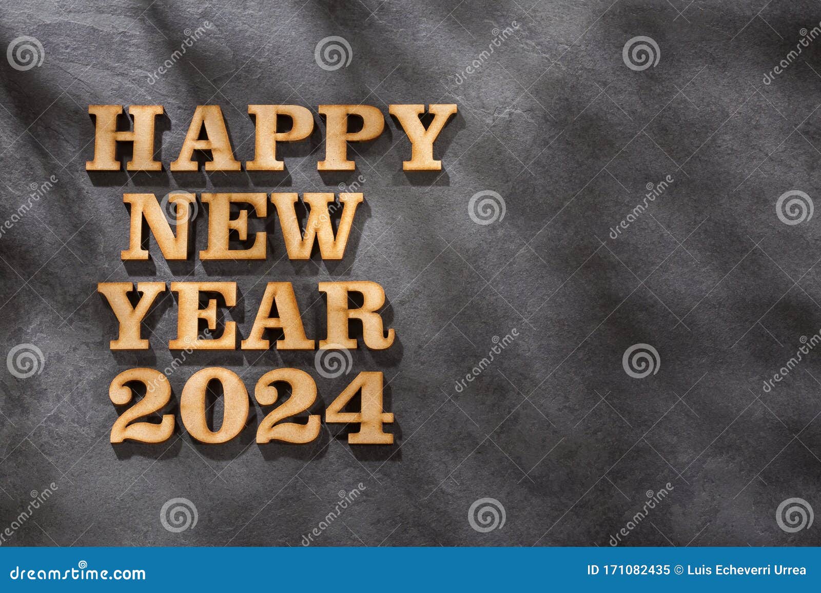 Happy New Year Text Space Wooden Letters 171082435 
