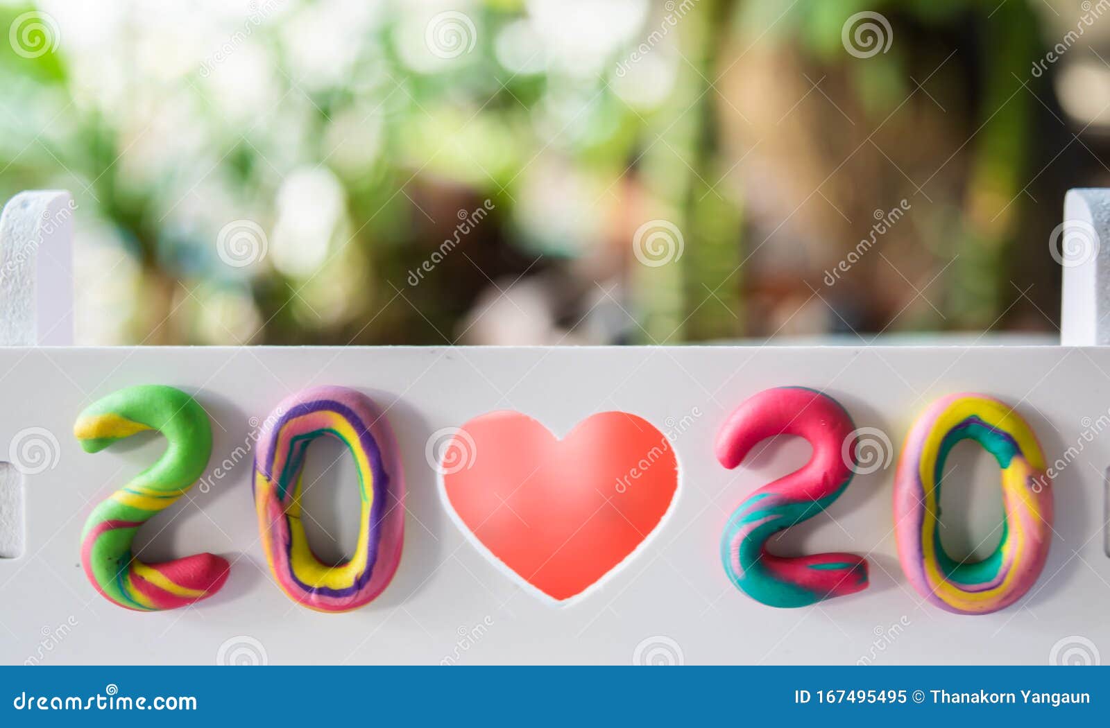 Happy New Year 2020, Text 2020 on White Chair with Beautiful ...